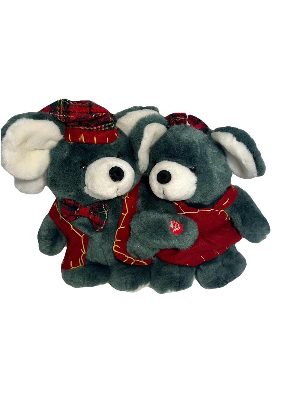 Vtg MTY Intl Christmas Singing Bear Mouse Plush We Wish You A Merry Xmas Tested
